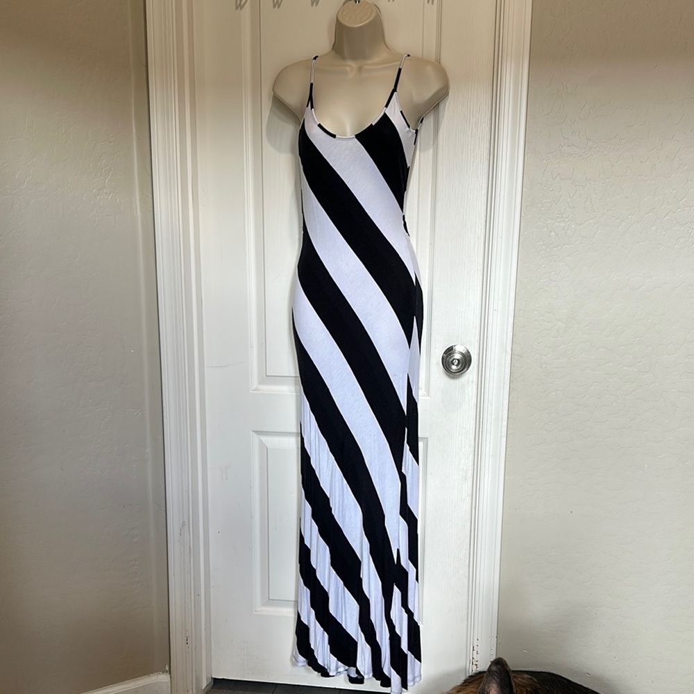 •SOLD• Black and White Striped Maxi Dress